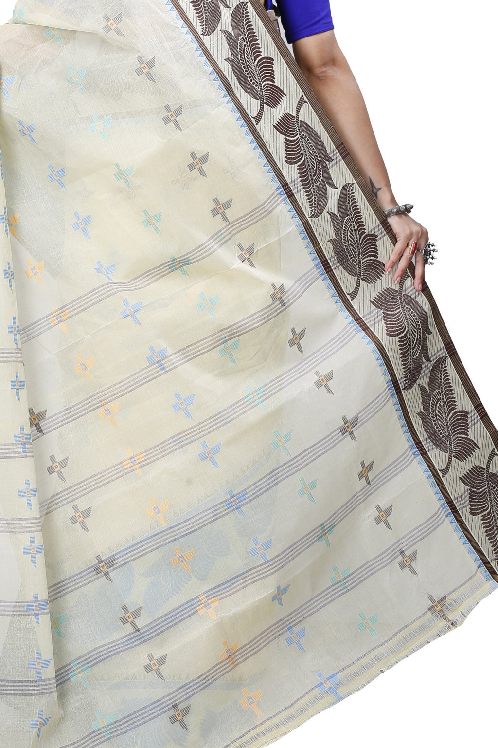 Gray Shade Pure Cotton Rowan Tant Saree (975)